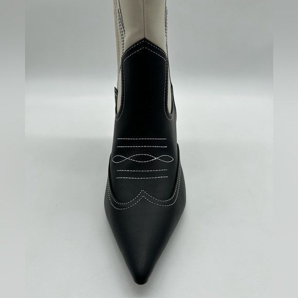 INC Hayleigh Knee-High Cowboy Vegan Boots | Black & Bone Size 7M | New With Box - Picture 7 of 10